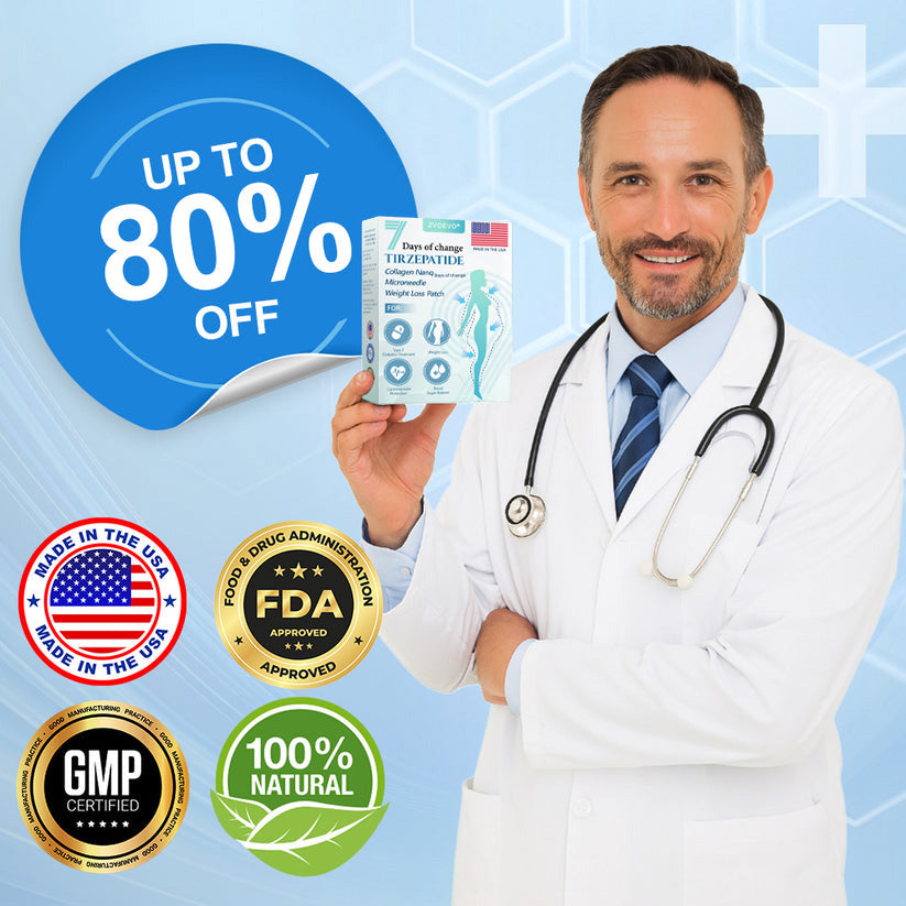 🔥Last Day 80% OFF🔥 ZVOEVO® SMGT-GLP-1 Tirzepatide & Collagen Nano Microneedle Weight Loss Patch | Targets Obesity, Loose Skin, High Blood Pressure, Diabetes, Fatty Liver, Joint Pain, Brain Fog, Low Energy, Body Aches, and More