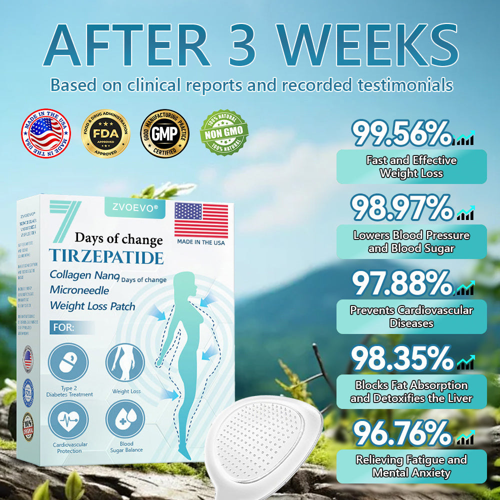 🔥Last Day 80% OFF🔥 ZVOEVO® SMGT-GLP-1 Tirzepatide & Collagen Nano Microneedle Weight Loss Patch | Targets Obesity, Loose Skin, High Blood Pressure, Diabetes, Fatty Liver, Joint Pain, Brain Fog, Low Energy, Body Aches, and More